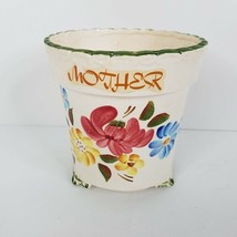 Vintage Napcoware Flower Pot 5&quot; Planter Floral Footed Mother Green Blue Red - £15.76 GBP