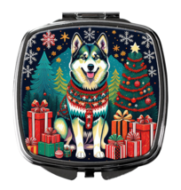 Elegant Alaskan Malamute Christmas Compact Mirror, Perfect for Holiday T... - $15.83