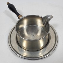 Vintage Woodbury Gravy Pitcher Pewter w/ Wood Handle &amp; Tray - $33.00