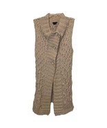 Theory Tipper Tan Cotton Knit Cardigan Sweater Vest Womens P/TP Small Tall - £22.84 GBP