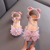 Kids Sandals Children Summer Rhinestone Bow Girls Party Dance Shoes Soft Bottom  - £59.45 GBP