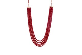 100% Natural Certified Red Ruby Gemstone Crystal 5 Line Necklace for Women - £130.95 GBP