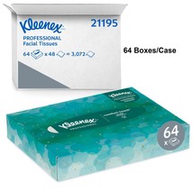Kleenex Facial Tissue 2-Ply, White, 48/ Box, 64 Boxes/Cs, Kimberly Clark 21195 - £94.14 GBP