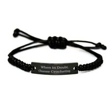 When in Doubt, Choose Crocheting. Crocheting Black Rope Bracelet, Reusable Croch - £17.04 GBP