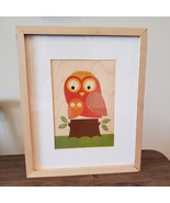 Original Art Print, Petit Collage Owl &amp; Baby on wood, framed, Lorena Sim... - £19.92 GBP