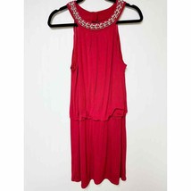 White House Black Market Womens Red Dress Sleeveless Chain Neck Large - $24.75