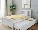 Twin Bed, Wood Bed Frame With Headboard For Kids With Trundle, Slatted, ... - £506.90 GBP
