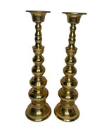 Set of 2 Vintage Large Stacked Brass Tall Floor Pillar Candlestick Holde... - €112,11 EUR