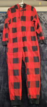 Old Navy Sleepwear Womens Medium Red Black Plaid Polyester Long Sleeve Front Zip - £9.30 GBP