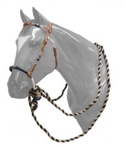 Western Horse Bosal Hackamore Bridle Headstall w/ Real Horse Hair Mecate Reins - £70.98 GBP