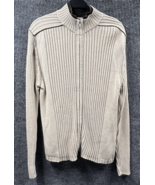BKE Buckle Sweater Jacket Men Medium Tan Brown Full Front Zip Ribbed Lon... - £22.78 GBP