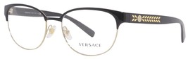 Versace 1256 Eyeglasses Round Women&#39;s Black Gold Authentic New - $199.95