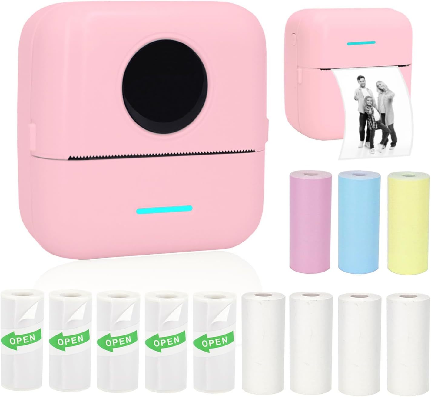 Mini Portable Printer, Inkless Sticker Printer With 12 Rolls Paper, Mini... - $36.96