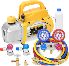 3 Cfm 1/4 HP HVAC Vacuum Pump and AC Manifold Gauge Set for R410A R134A ... - $273.83