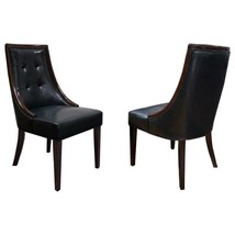 Best Master Raphael Faux Leather Dining Side Chair in Black/Espresso (Set of 2) - £231.18 GBP