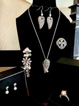 OOAK Handcrafted AB Rhinestone and Pearl Ultimate Jewelry Set - £59.95 GBP
