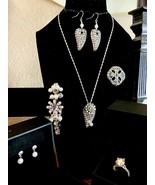 OOAK Handcrafted AB Rhinestone and Pearl Ultimate Jewelry Set - £53.38 GBP