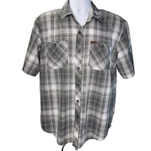Orvis Classic Collection Dress Shirt Men L Gray Plaid Casual Tech Poly Quick Dry - £19.35 GBP