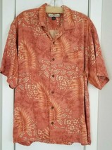 Tommy Bahama Men&#39;s 100% Silk Shirt Button Down Dusty Peachy Pink Tropical Hawaii - $25.00