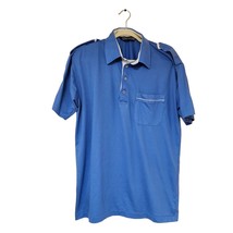 Editions Van Heusen Mens Polo Shirt Blue Size L Cotton Polyester Shoulder Button - £18.51 GBP