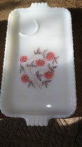 Fire King Fleurette Snack Set Tray ONLY Pink Flowers Milk Glass Milkglas... - £8.35 GBP