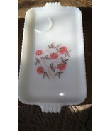 Fire King Fleurette Snack Set Tray ONLY Pink Flowers Milk Glass Milkglas... - £8.26 GBP