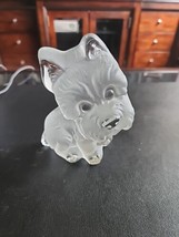 Vintage Viking Frosted Glass Dog Paperweight Figurine Westie - $11.30