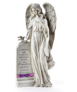 Memorial Standing Angel 16&quot; High Garden or Home Decor Poly Stone with Se... - £94.83 GBP