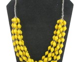 Vintage Yellow Cone Paper Beaded Necklace Multi Strand Marked Teng Yue - $17.81