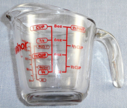 Kitchen Counter Top Anchor Hocking 1 Cup Pyrex Red Letter Thick Glass Measure - £3.91 GBP