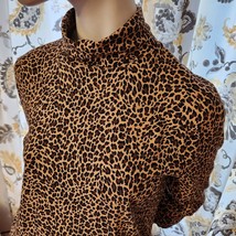 J.Crew Animal Print Turtleneck Pullover Top Size Medium Brown Light Weight - £17.30 GBP