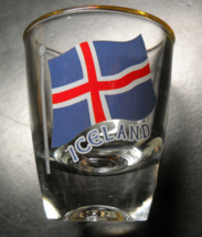 Iceland Shot Glass Solarfilma Clear Glass with Gold Rim and Iceland Flag - £6.40 GBP