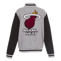 NBA Miami Heat Reversible Full Snap Fleece Jacket JH Design Embroidered Logos  - £103.90 GBP