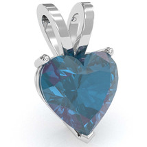 Lab-Created Alexandrite Heart Solitaire Pendant In 14k White Gold - £212.55 GBP