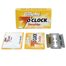 50 Gillette 7 O&#39;Clock Yellow Sharp Edge Double Edge Safety Razor Blades - £11.87 GBP