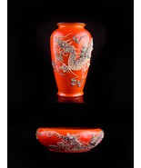 Antique orange dragon Vase and bowl - Japanese Moriage - Dragonware vint... - $175.00