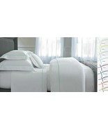 Yves Delorme Athena White Queen Duvet Set 3PC Aqua Lagon Stripes Percale... - $569.26 CAD