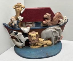 Vintage Midwest Imports Cast Iron Noah&#39;s Ark Door Stop w/Animals-Nursery... - $23.36