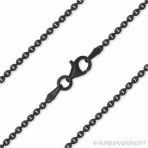 1.8mm Flat Cable Link Italian Chain Necklace 925 Sterling Silver &amp; Black Rhodium - £18.47 GBP+