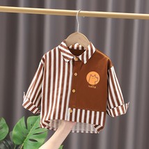 Boys Shirts Long Sleeve Blouse for Kids Stripe Korean Children&#39;s Clothin... - £28.08 GBP