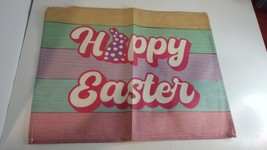 Easter Table Placemats Happy Easter Bunny Striped 12X16&quot; Inch 4 Pcs - £7.49 GBP
