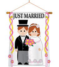 Just Married - Applique Decorative Wood Dowel with String House Flag Set HS11501 - £38.13 GBP
