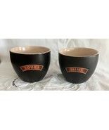 2 Handless Bailey’s Irish Cream Mugs Labeled Yours + Mine Brown Beige St... - $9.90