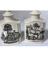 Vtg Wedgwood Collectors Society 2 Pc Flask Shape Tea Caddy Ceramic Beige... - $1,600.61 MXN