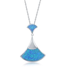 Sterling Silver Triangle-Shaped Blue Inaly Opal Pendant - £44.04 GBP