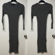 French Connection Black White Striped Long Sleeve Midi Dress Womens Size Small - £10.95 GBP