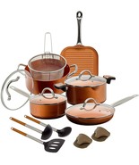 Copper H-02628 Pan 10-Piece Luxury Induction Cookware Set Non-Stick, 21.... - £92.40 GBP