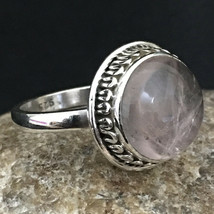 925 Sterling Silver Rose Quartz Handmade Ring SZ H to Y Festive Gift RS-1153 - £27.55 GBP