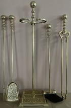 Vintage JCPenney 5 Piece Brass Fireplace Tool Set - Great Condition Neve... - $49.40