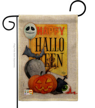 Happy Halloween Spirit Burlap - Impressions Decorative Garden Flag G192073-DB - £18.35 GBP